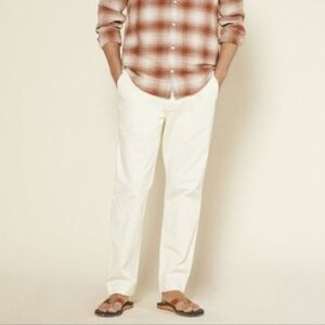 NEW $98 Mens Outerknown Cream Fort Chino Pant 36x32  Straight Button Fly Cotton